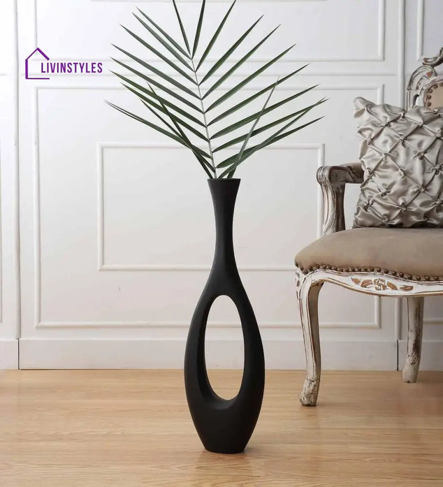 Oblong Raw Black Finish (Large) Aluminium Floor Vase