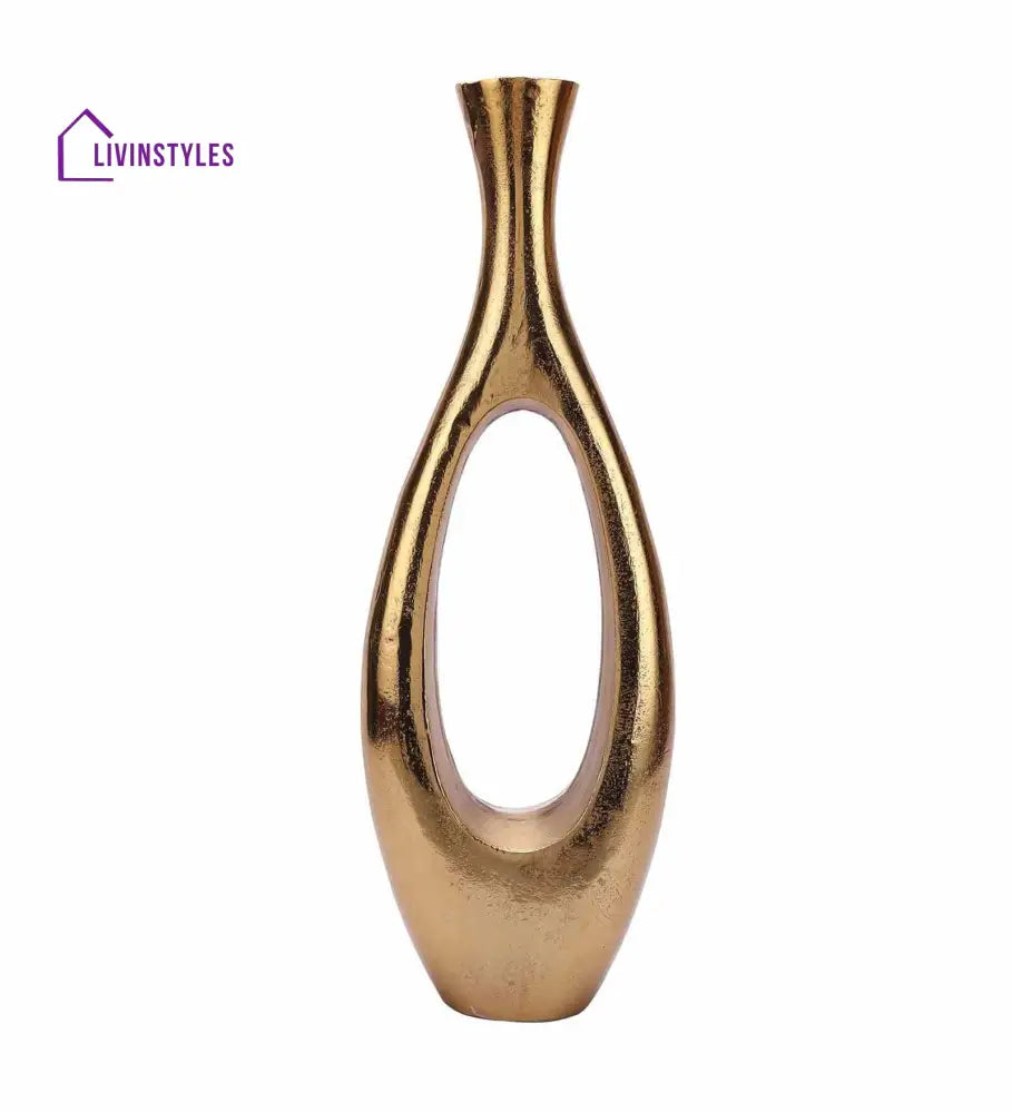 Oblong Raw Gold Tone (Small) Aluminium Floor Vase