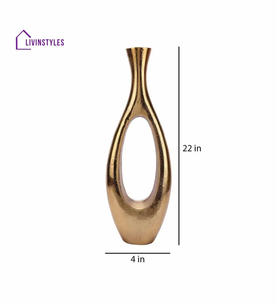 Oblong Raw Gold Tone (Small) Aluminium Floor Vase