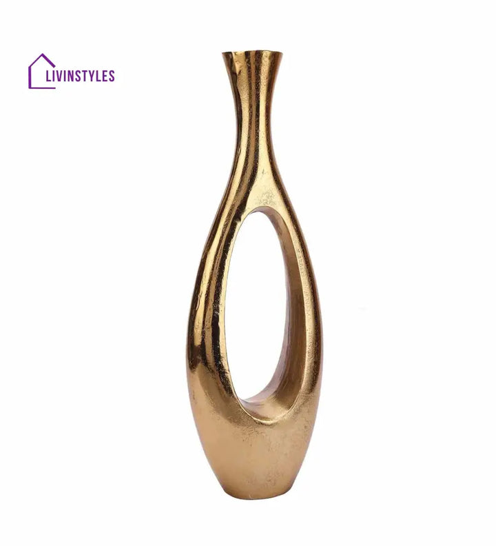 Oblong Raw Gold Tone (Small) Aluminium Floor Vase