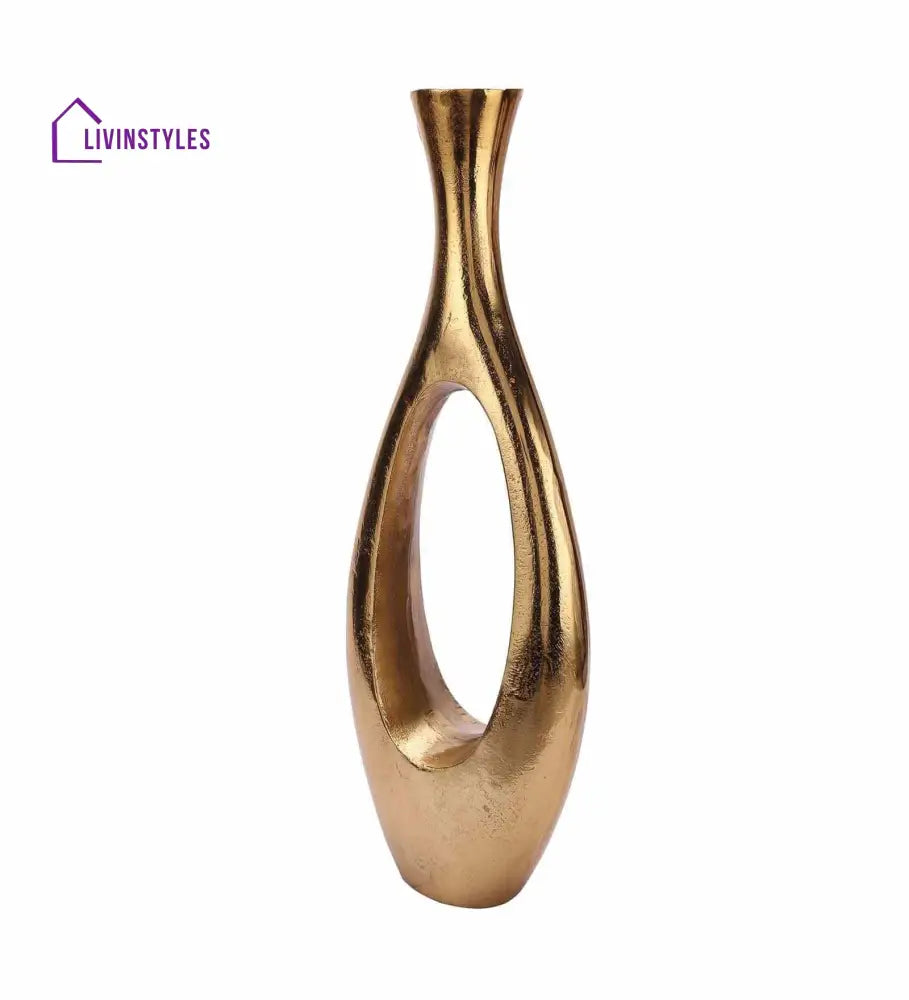 Oblong Raw Gold Tone (Small) Aluminium Floor Vase