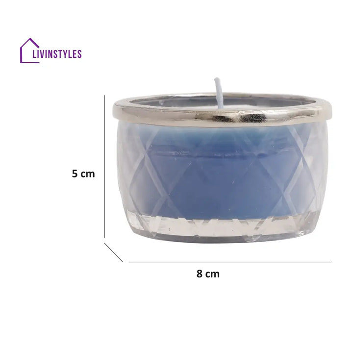 Ocean Breeze Blue Scented Candle Jar With Silver Ring