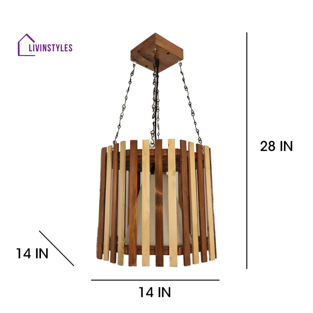 Octa Beige & Brown Wooden Single Hanging Lamp Lamps