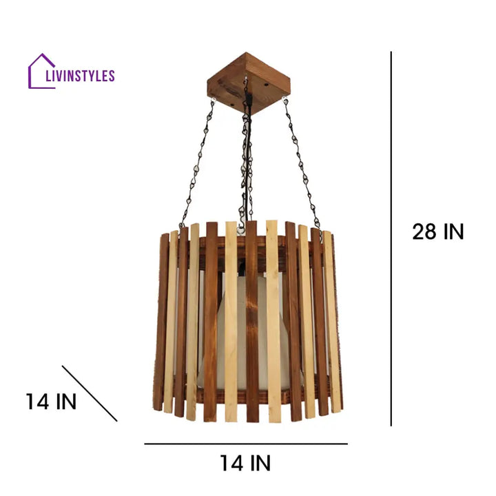 Octa Beige & Brown Wooden Single Hanging Lamp Lamps