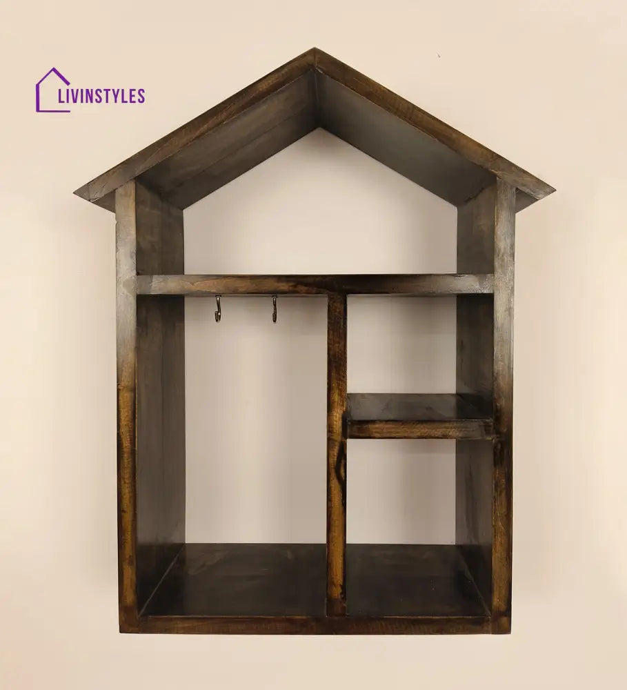 Octavius Wooden Wall Shelf Organiser With Key Holders