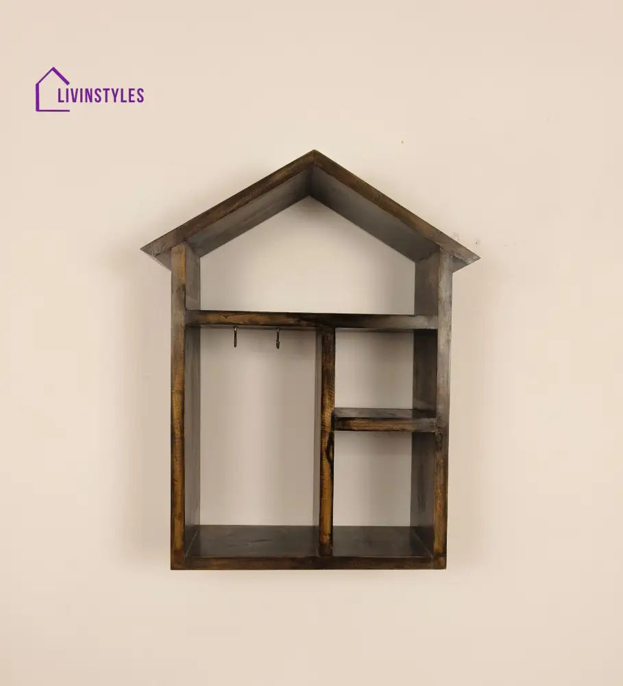 Octavius Wooden Wall Shelf Organiser With Key Holders