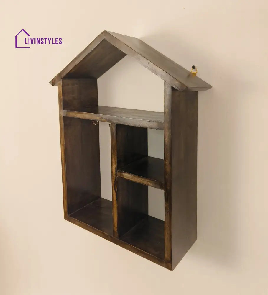 Octavius Wooden Wall Shelf Organiser With Key Holders