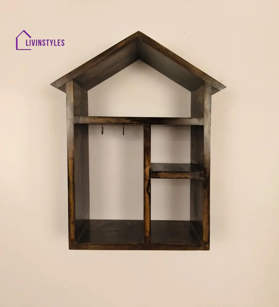 Octavius Wooden Wall Shelf Organiser With Key Holders