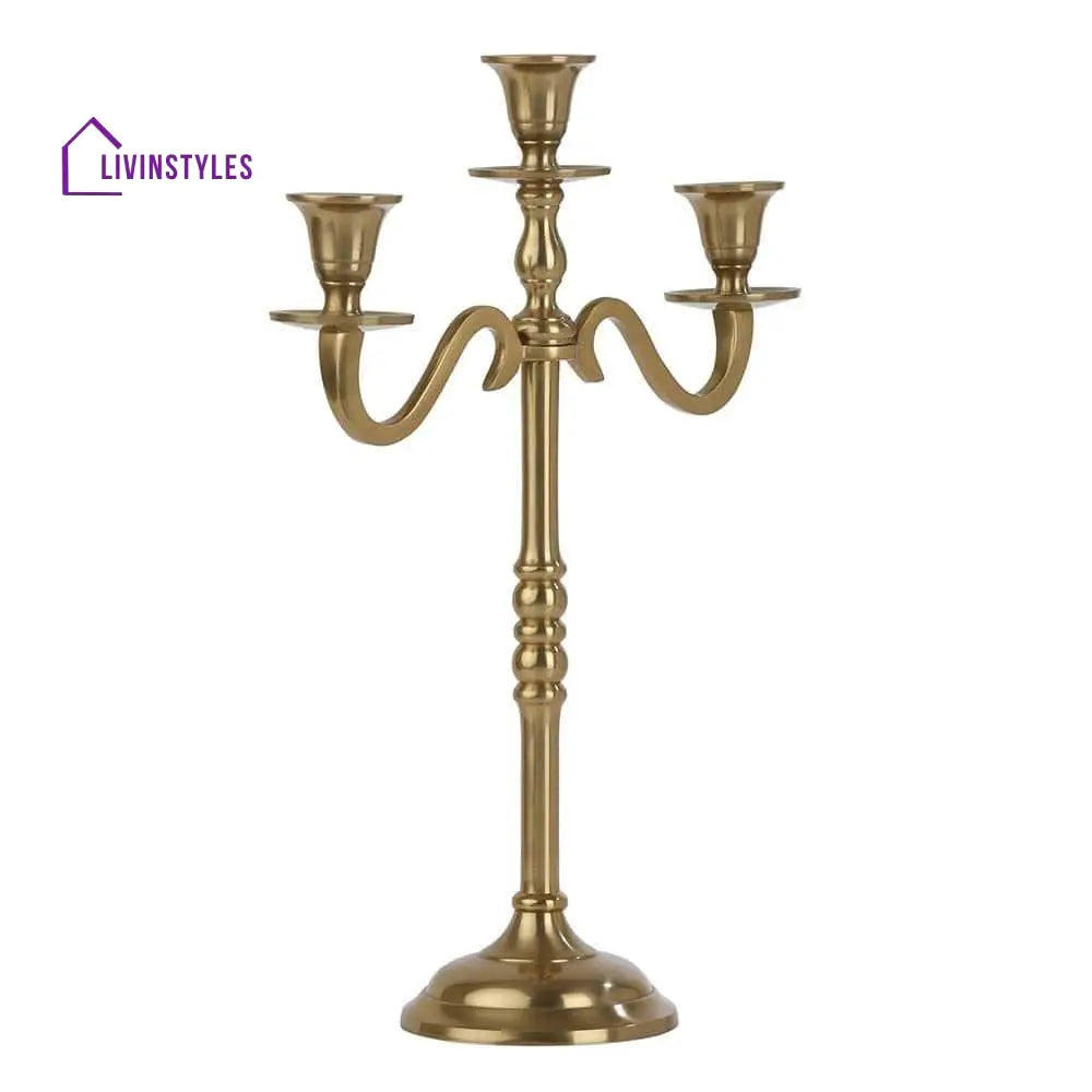 Olen Three Light Candle Holder Gold