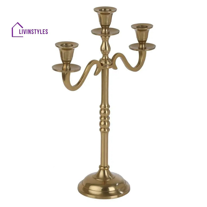 Olen Three Light Candle Holder Gold