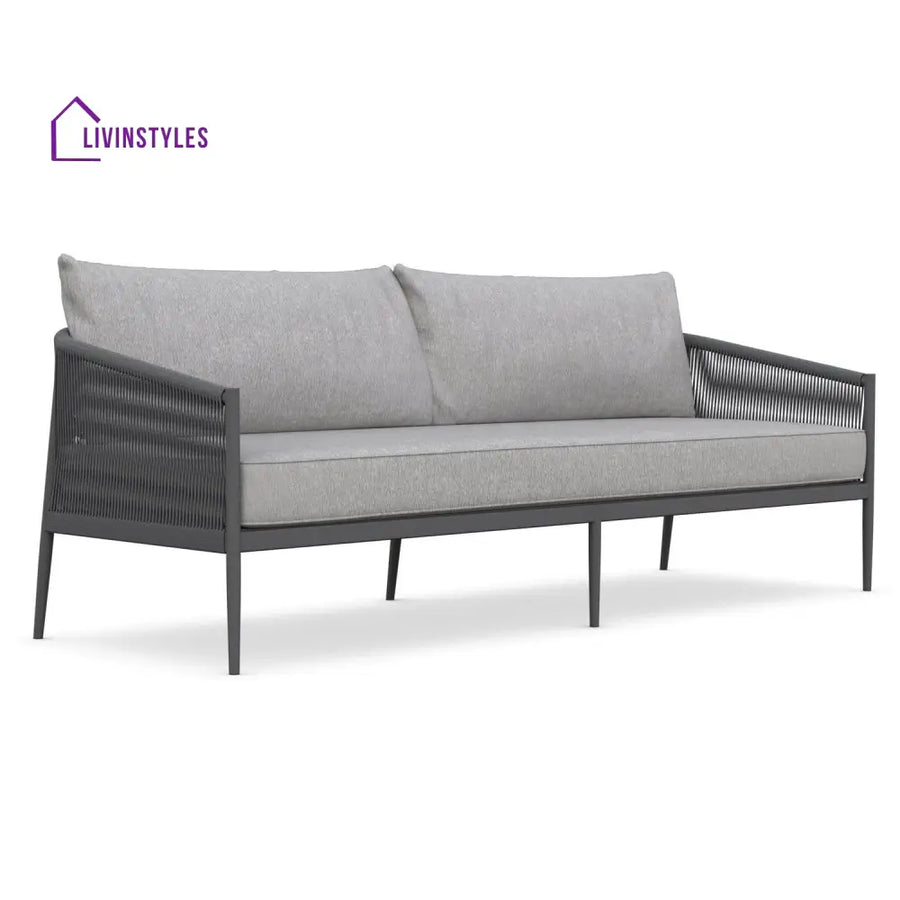 Olive 3 Seater Aluminium And Rope Outdoor Sofa