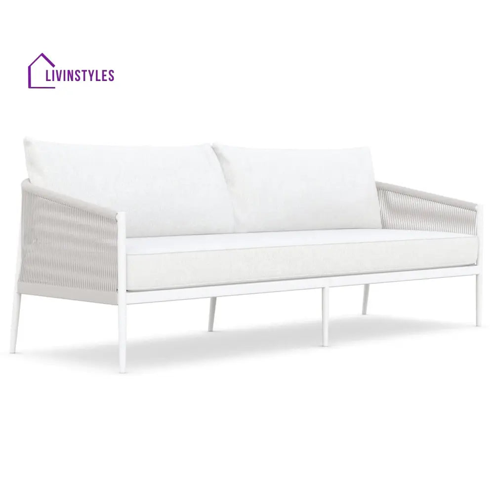 Olive 3 Seater Aluminium And Rope Outdoor Sofa