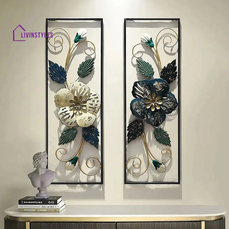 Olive Flower Metal Wall Art - Set Of 2