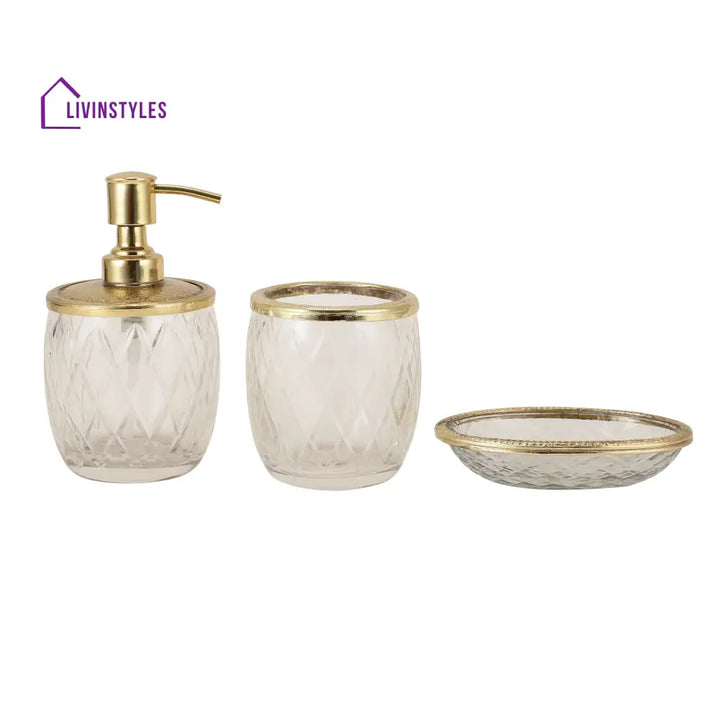 Olivia Daimond Crystal Cut Bathroom Set In Gold