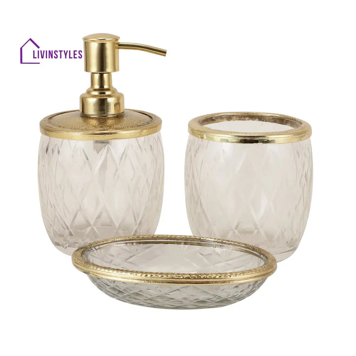 Olivia Daimond Crystal Cut Bathroom Set In Gold