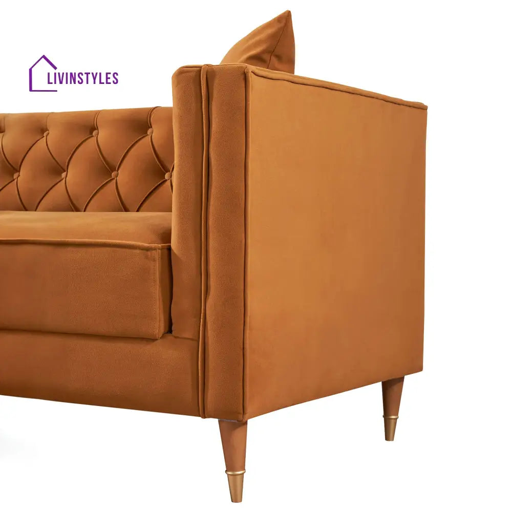 Omkar L Shaped Velvet Sofa For Living Room