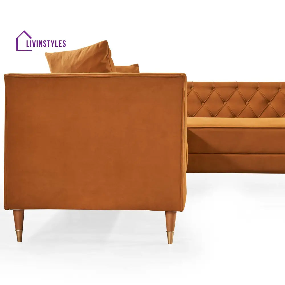 Omkar L Shaped Velvet Sofa For Living Room