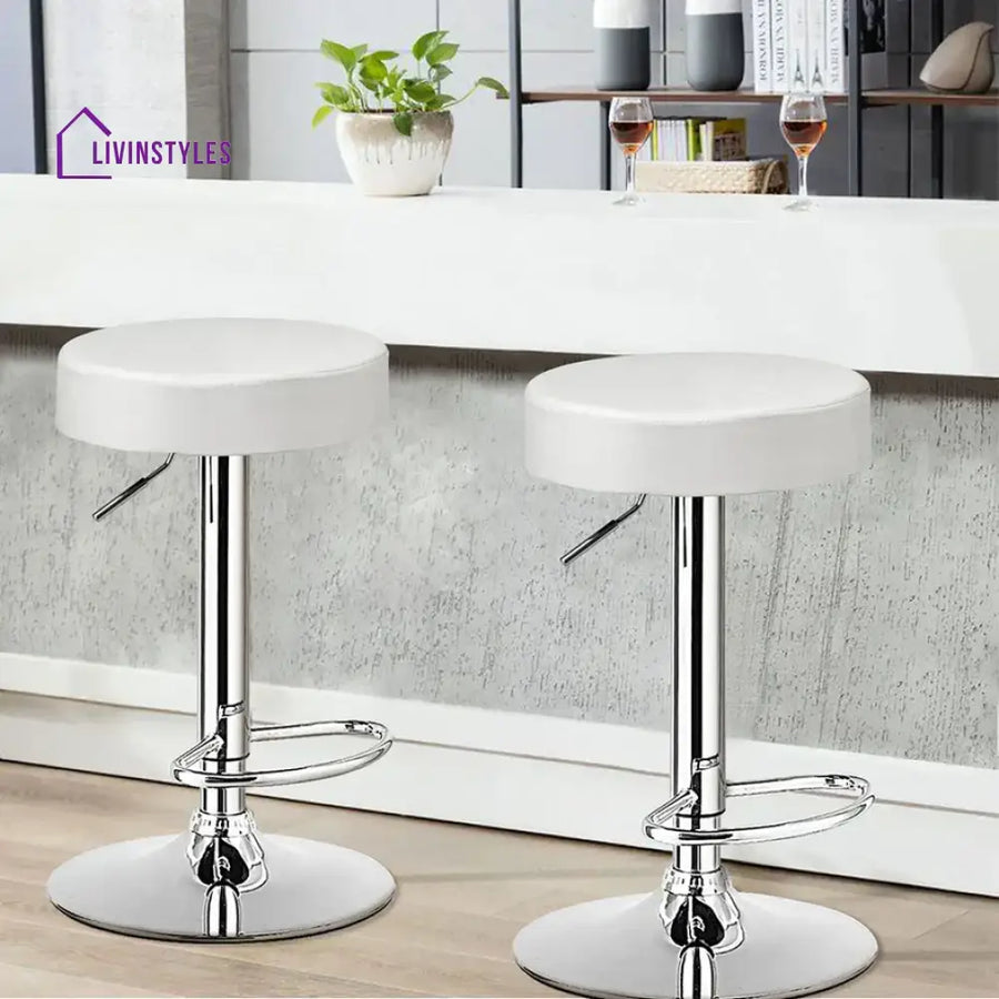 Omkar Linon Bar Stool Set Of -1 / White