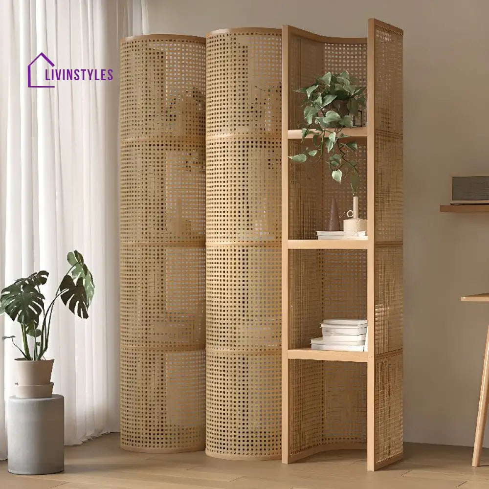 Ophelia Wooden and Cane Weaving Room Partition for Living Room