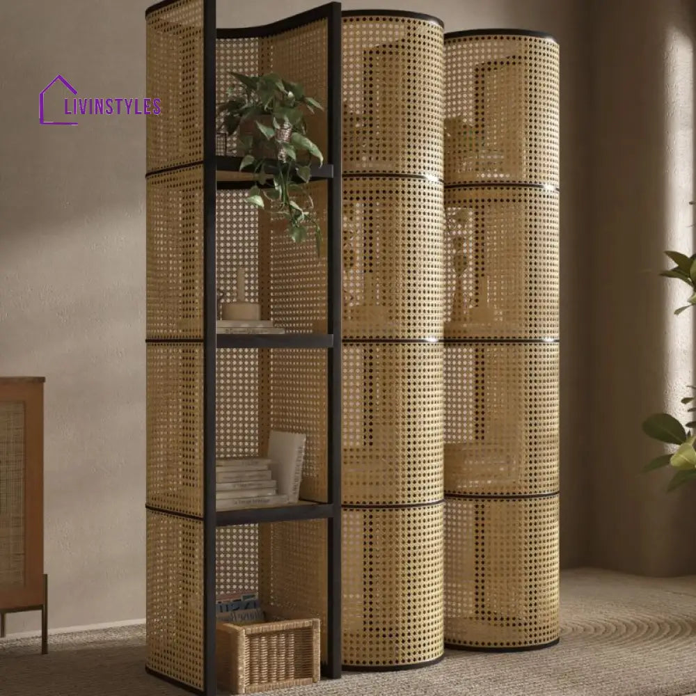 Ophelia Wooden and Cane Weaving Room Partition for Living Room