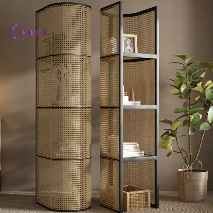 Ophelia Wooden and Cane Weaving Room Partition for Living Room