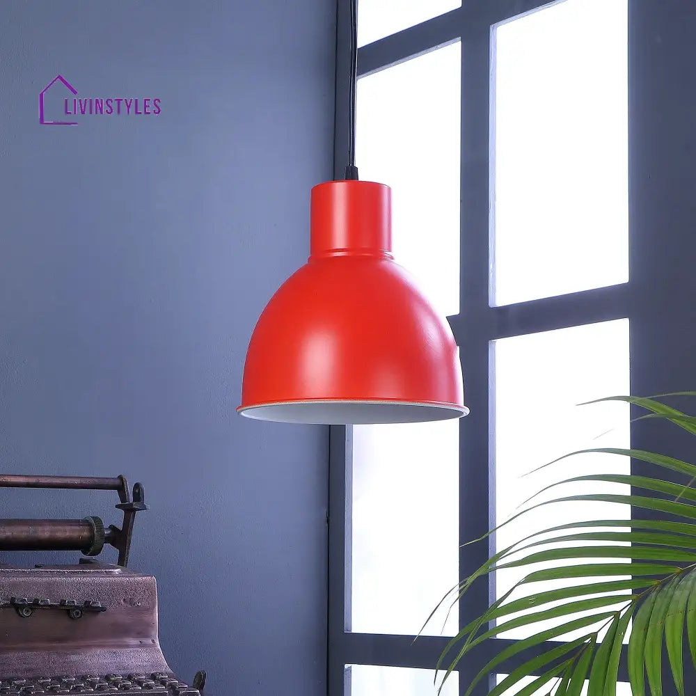 Opi Minimal Pastel Red Metal Single Hanging Light By Ss Lightings Lamp