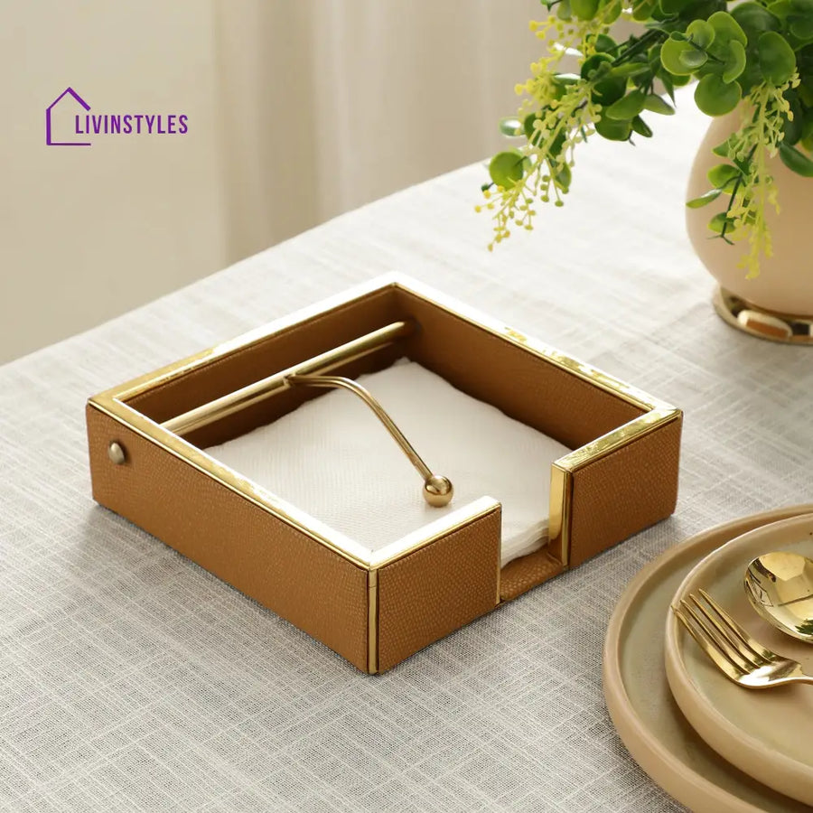 Opus Leather Napkin Cradle Napkin Box