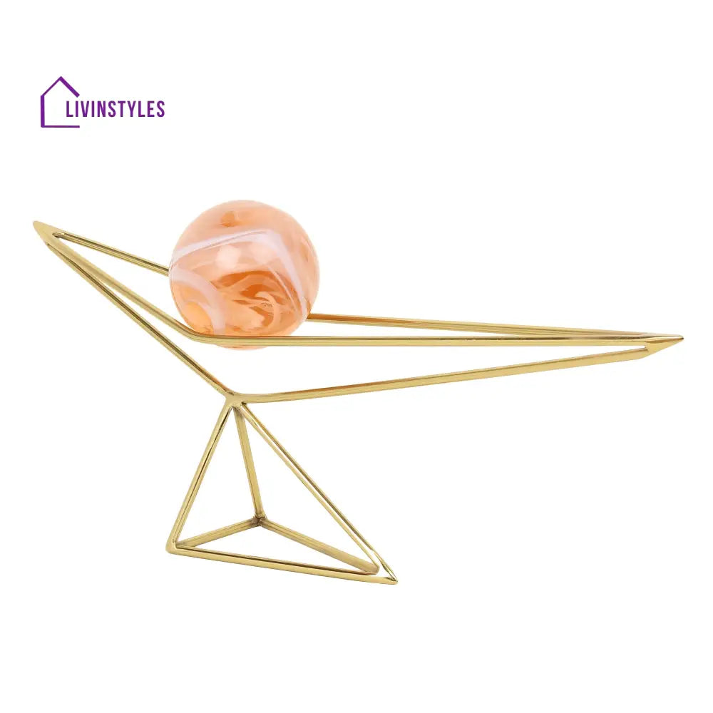 Orb’s Triangular Nexus With Peach Ball Table Decor