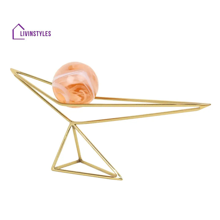 Orb’s Triangular Nexus With Peach Ball Table Decor