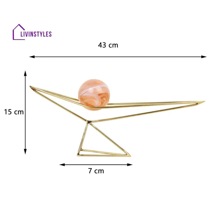 Orb’s Triangular Nexus With Peach Ball Table Decor