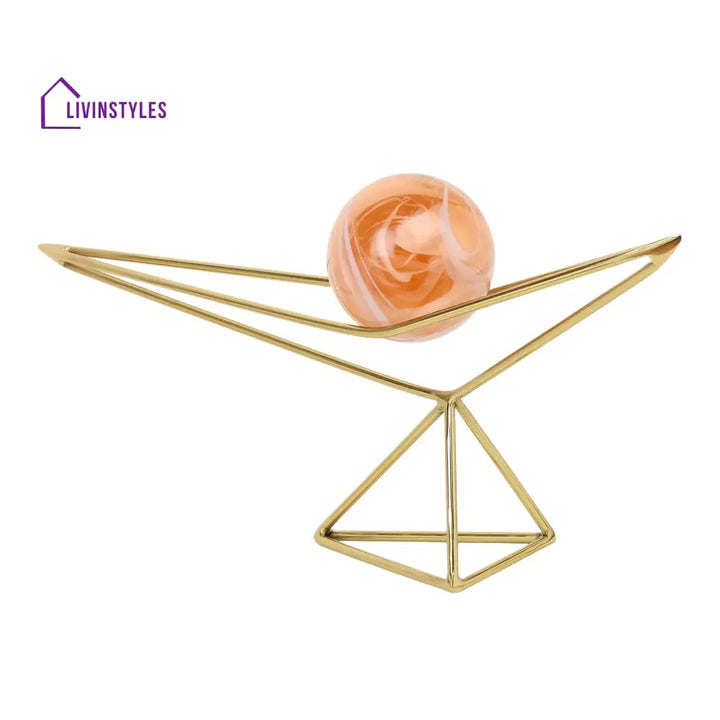 Orb’s Triangular Nexus With Peach Ball Table Decor