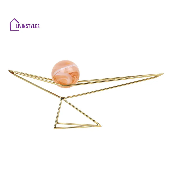 Orb’s Triangular Nexus With Peach Ball Table Decor