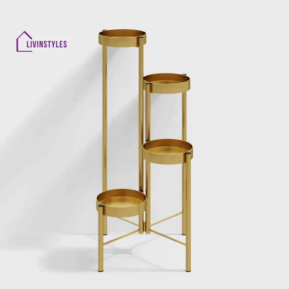 Orlando Luxury Plant Stand In Gold Color Stands