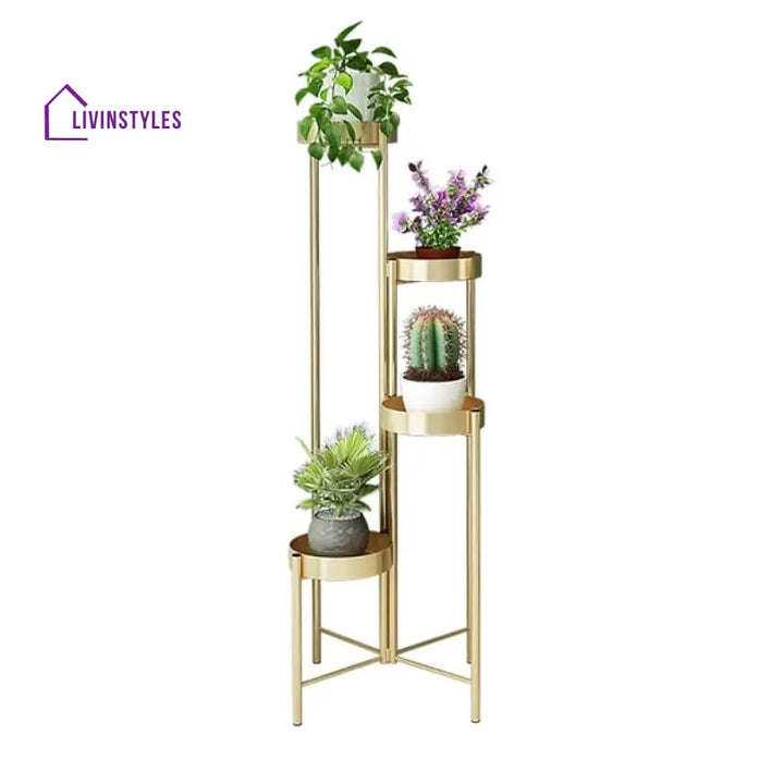 Orlando Luxury Plant Stand In Gold Color Stands