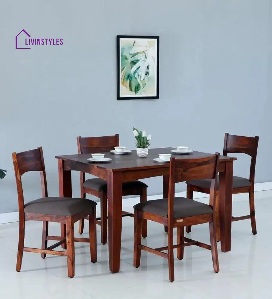 Ostap Sheesham Wood 4 Seater Dining Set In Honey Finish Dining Set