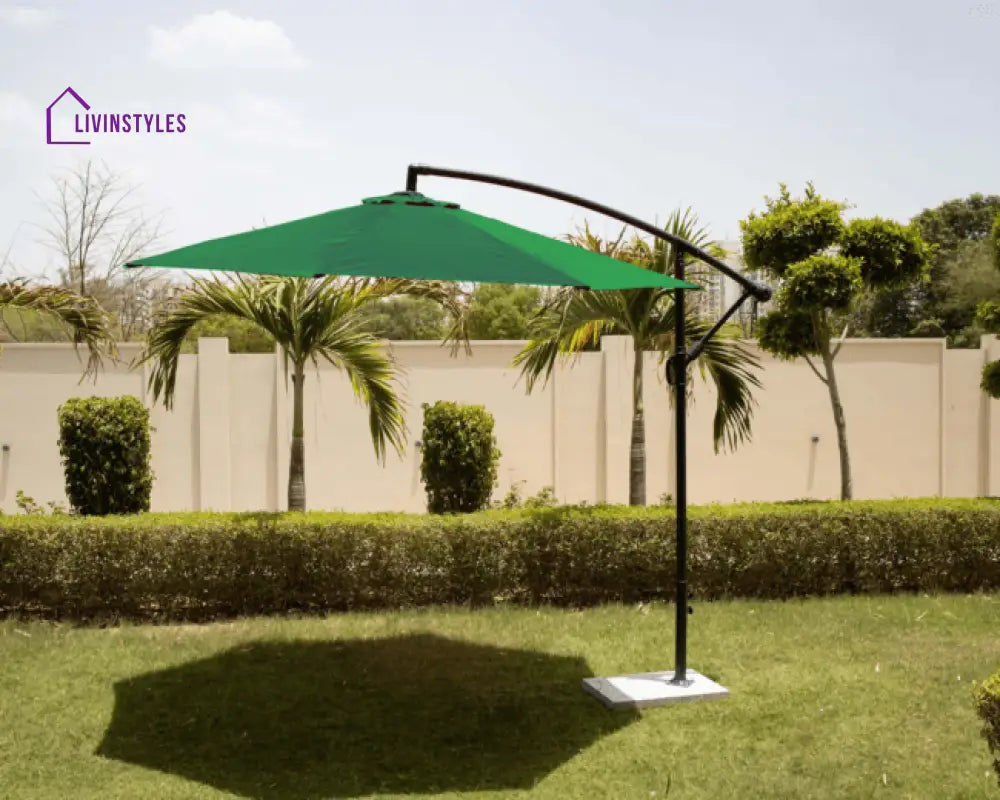 Outdoor Umbrella With Marble Base For Garden (Green)