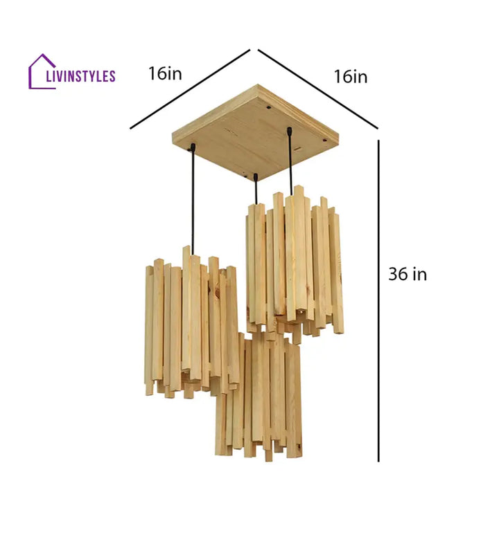 Palisade Beige Wooden Cluster Hanging Lamp Lamps