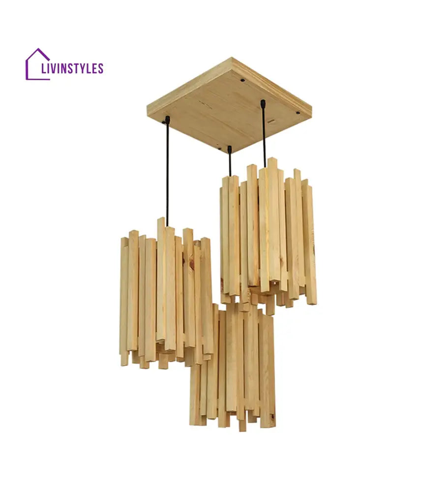 Palisade Beige Wooden Cluster Hanging Lamp Lamps