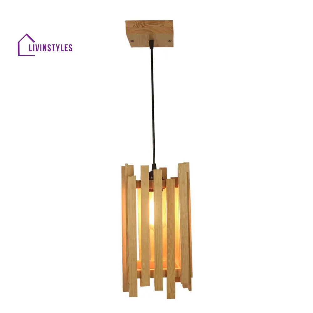 Palisade Beige Wooden Single Hanging Lamp Lamps