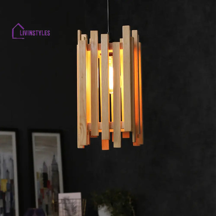 Palisade Beige Wooden Single Hanging Lamp Lamps