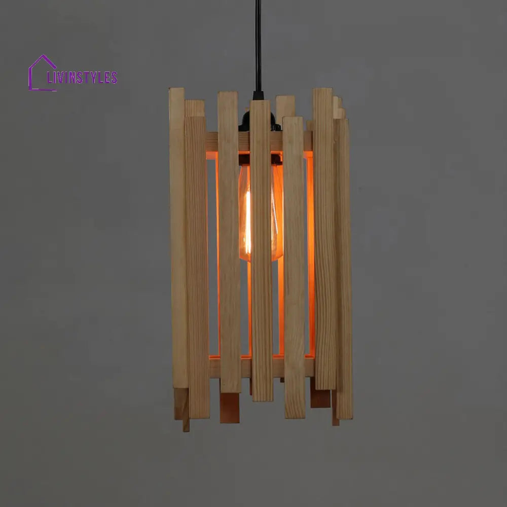 Palisade Beige Wooden Single Hanging Lamp Lamps