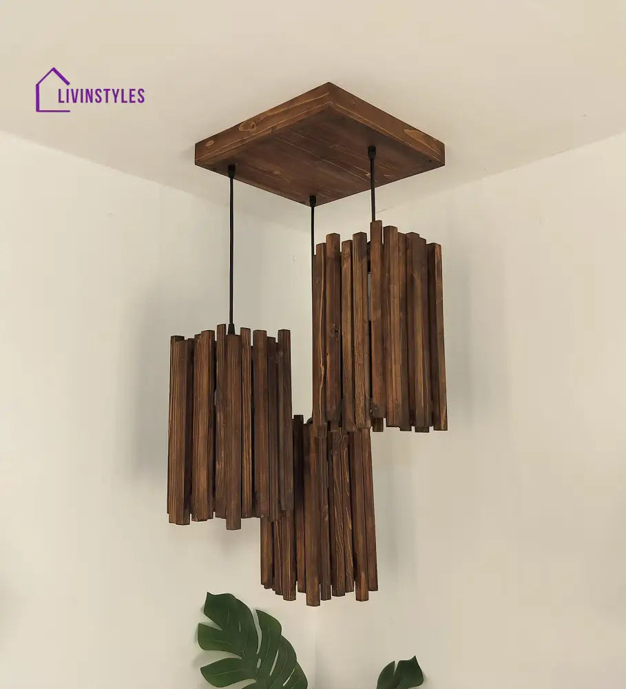 Palisade Brown Wooden Cluster Hanging Lamp Lamps