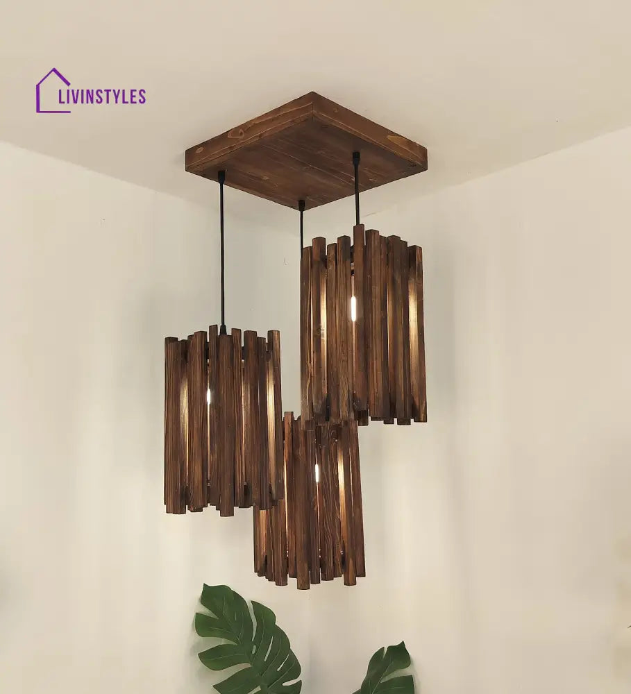 Palisade Brown Wooden Cluster Hanging Lamp Lamps