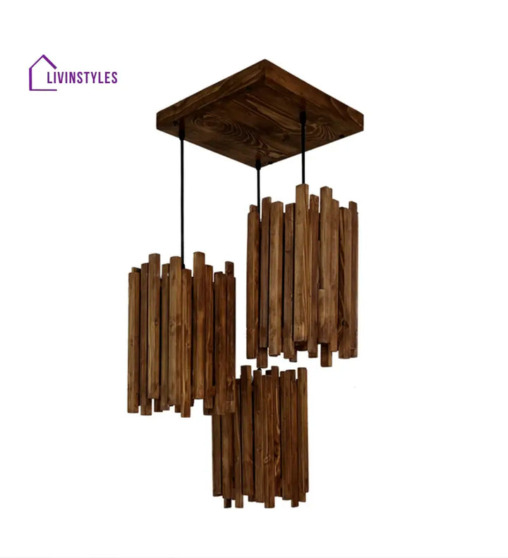 Palisade Brown Wooden Cluster Hanging Lamp Lamps