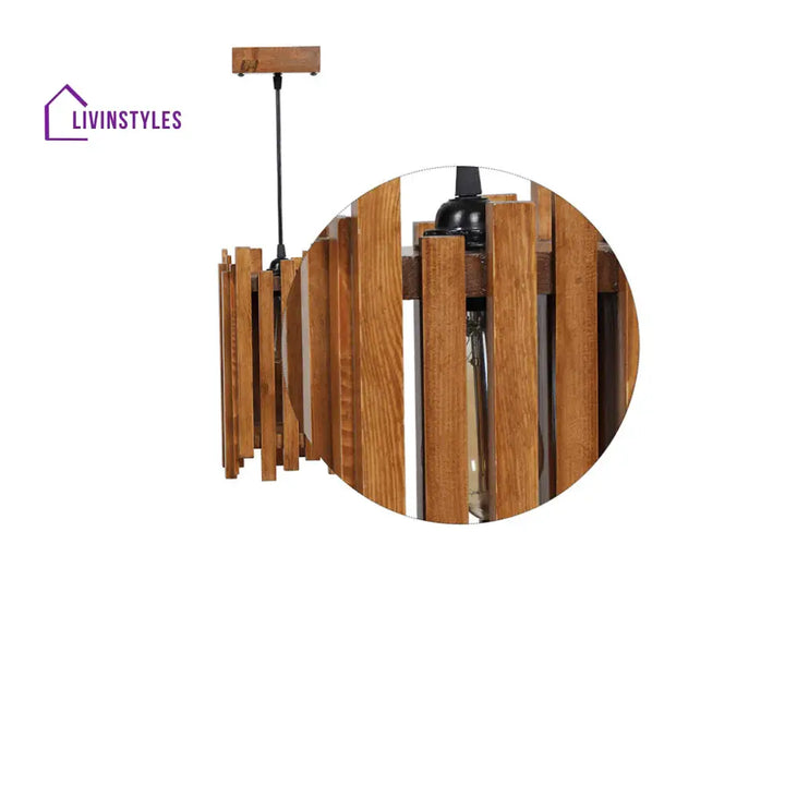 Palisade Brown Wooden Single Hanging Lamp Lamps