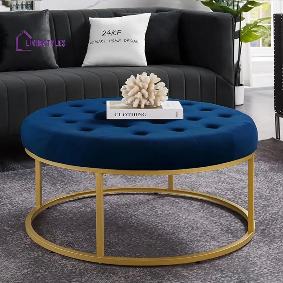 Pallavi Metal Coffee Table With Velvet Upholstery For Living Room