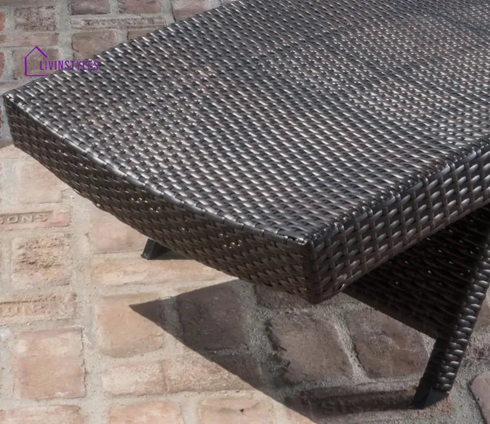 Parag Dark Brown Outdoor Lounger With C Shape Table