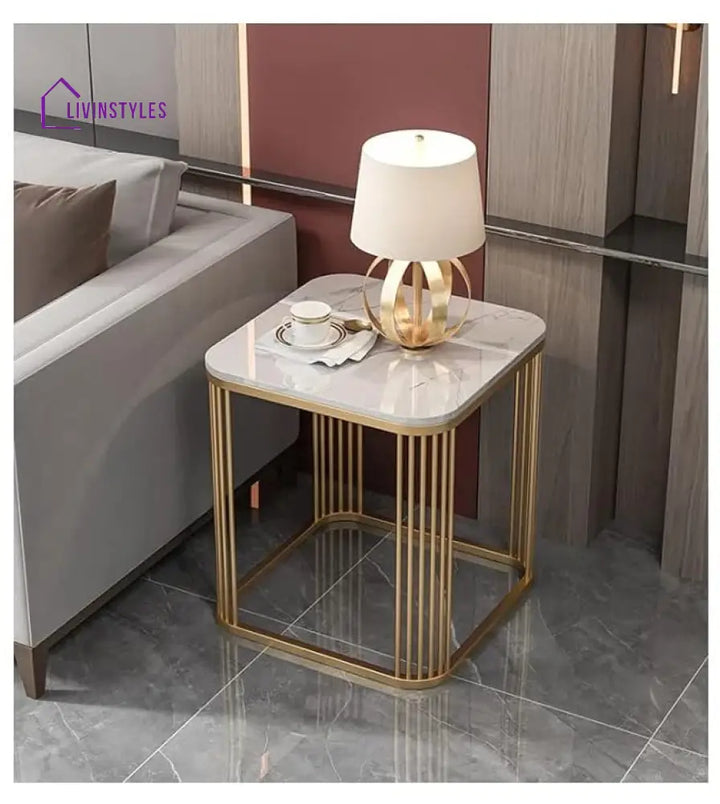 Param Square Marble Side Table For Living Room