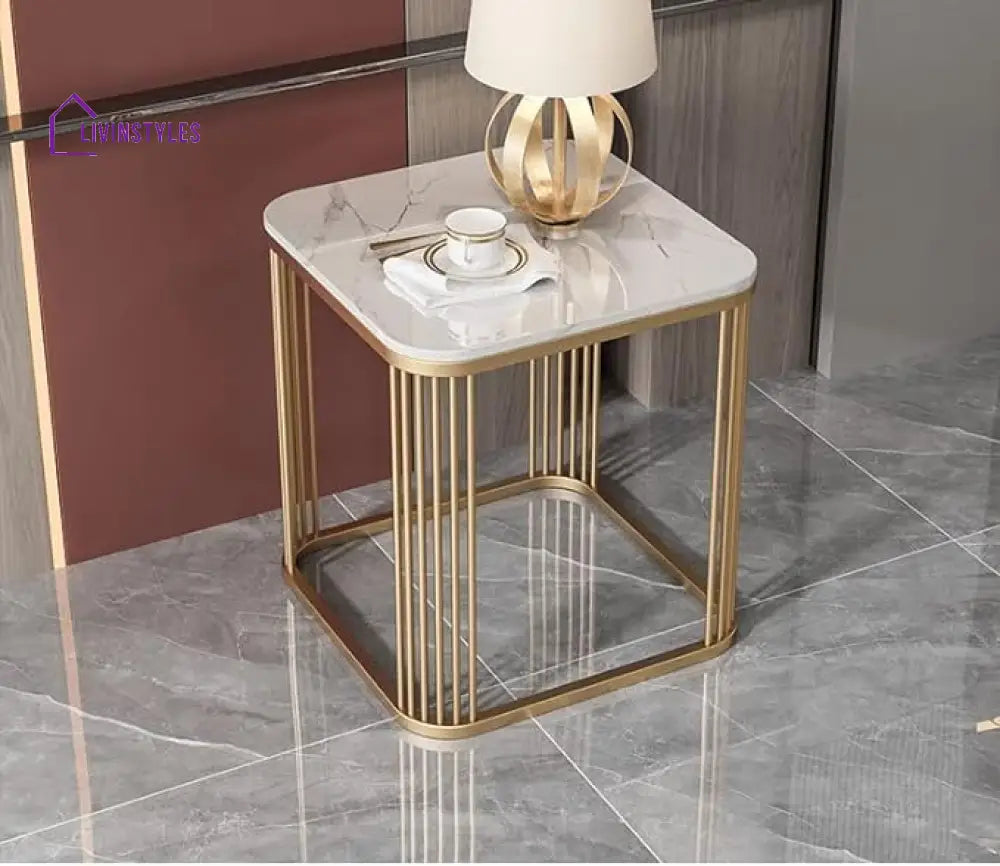 Param Square Marble Side Table For Living Room