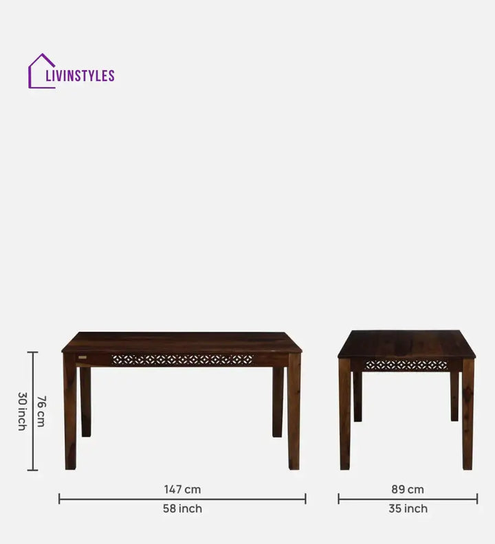 Parnika Sheesham Wood 6 Seater Dining Set In Provincial Teak Finish